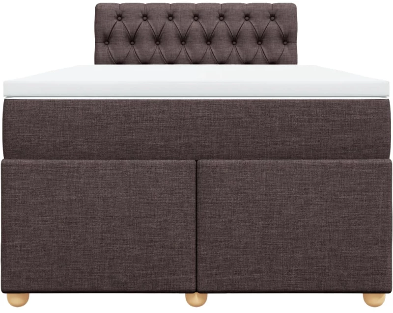 vidaXL Κρεβάτι Boxspring με Στρώμα Σκούρο Καφέ 120x190 εκ Υφασμάτινο