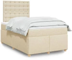 vidaXL Κρεβάτι Boxspring με Στρώμα Κρεμ 120x190 εκ. Υφασμάτινο