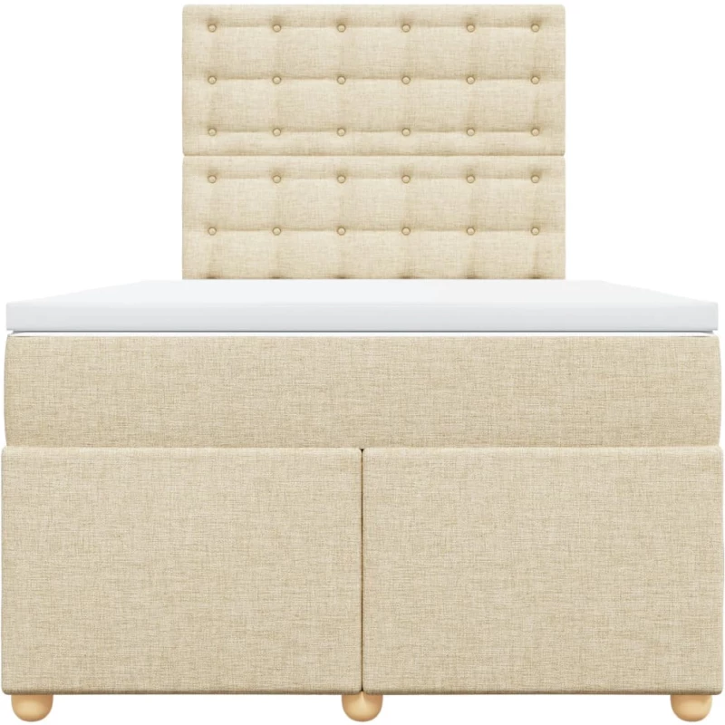 vidaXL Κρεβάτι Boxspring με Στρώμα Κρεμ 120x190 εκ. Υφασμάτινο