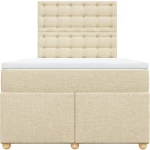 vidaXL Κρεβάτι Boxspring με Στρώμα Κρεμ 120x190 εκ. Υφασμάτινο
