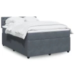vidaXL Κρεβάτι Boxspring με Στρώμα Σκούρο Γκρι 140x190 εκ. Βελούδινο