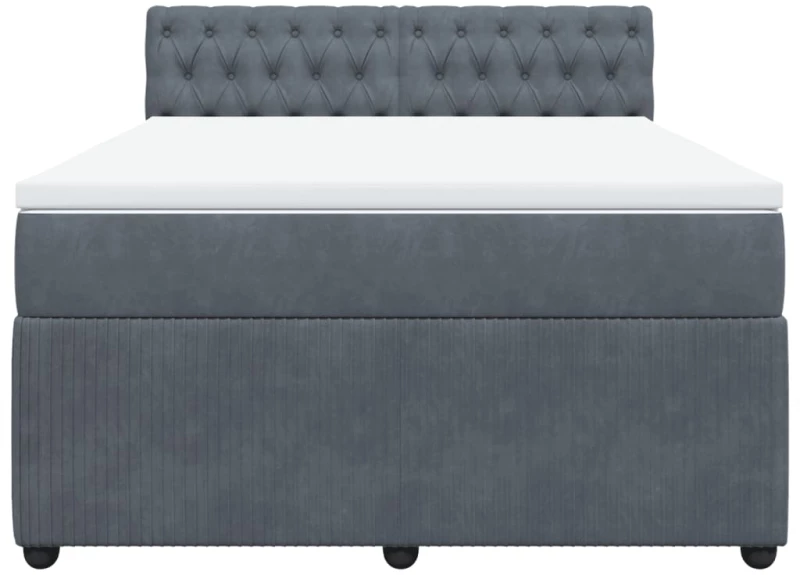 vidaXL Κρεβάτι Boxspring με Στρώμα Σκούρο Γκρι 140x190 εκ. Βελούδινο