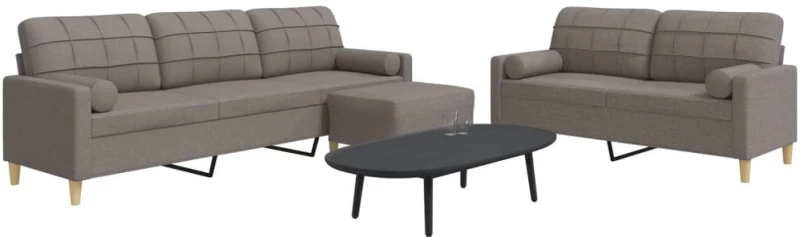 vidaXL Σαλόνι Σετ 4 Τεμαχίων Taupe Ύφασμα + Μαξιλάρια/Υποπόδιο