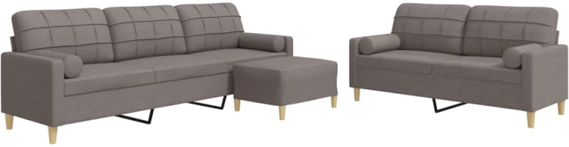 vidaXL Σαλόνι Σετ 4 Τεμαχίων Taupe Ύφασμα + Μαξιλάρια/Υποπόδιο