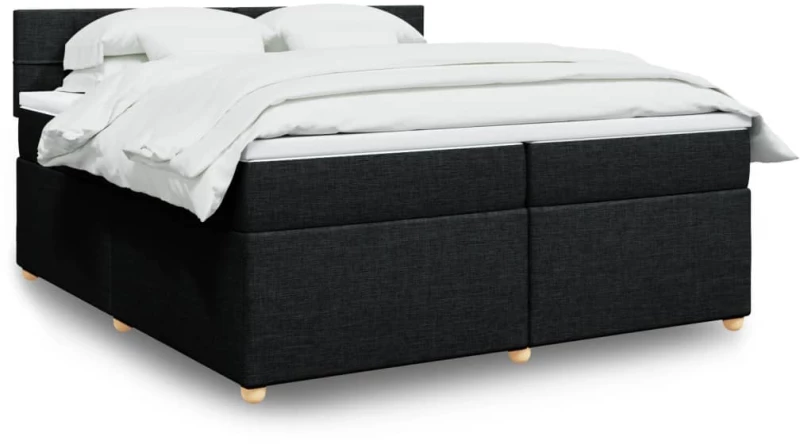 vidaXL Κρεβάτι Boxspring με Στρώμα Μαύρο 200x200 εκ. Υφασμάτινο