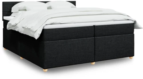 vidaXL Κρεβάτι Boxspring με Στρώμα Μαύρο 200x200 εκ. Υφασμάτινο