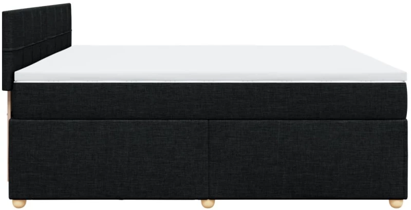 vidaXL Κρεβάτι Boxspring με Στρώμα Μαύρο 200x200 εκ. Υφασμάτινο