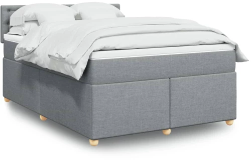 vidaXL Κρεβάτι Boxspring με Στρώμα Ανοιχτό Γκρι 140x190 εκ. Υφασμάτινο