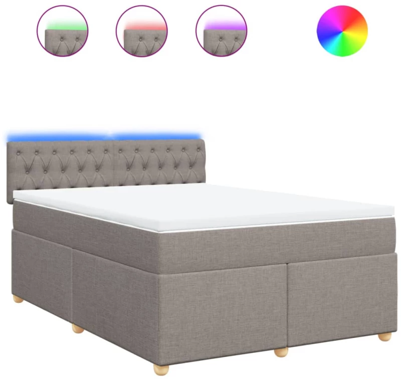 vidaXL Κρεβάτι Boxspring με Στρώμα Taupe 140x200 εκ. Υφασμάτινο
