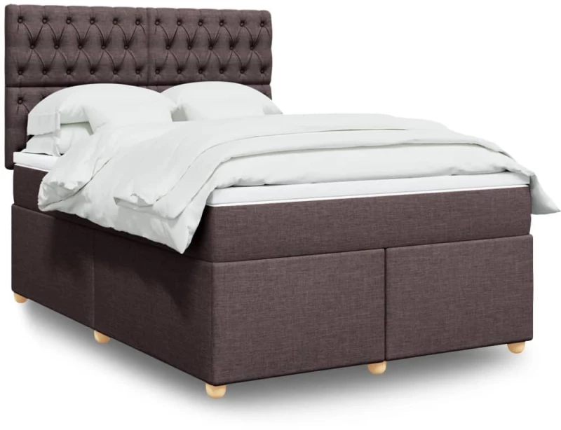 vidaXL Κρεβάτι Boxspring με Στρώμα Σκούρο Καφέ 160x200 εκ Υφασμάτινο