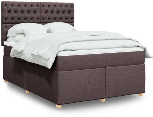 vidaXL Κρεβάτι Boxspring με Στρώμα Σκούρο Καφέ 160x200 εκ Υφασμάτινο