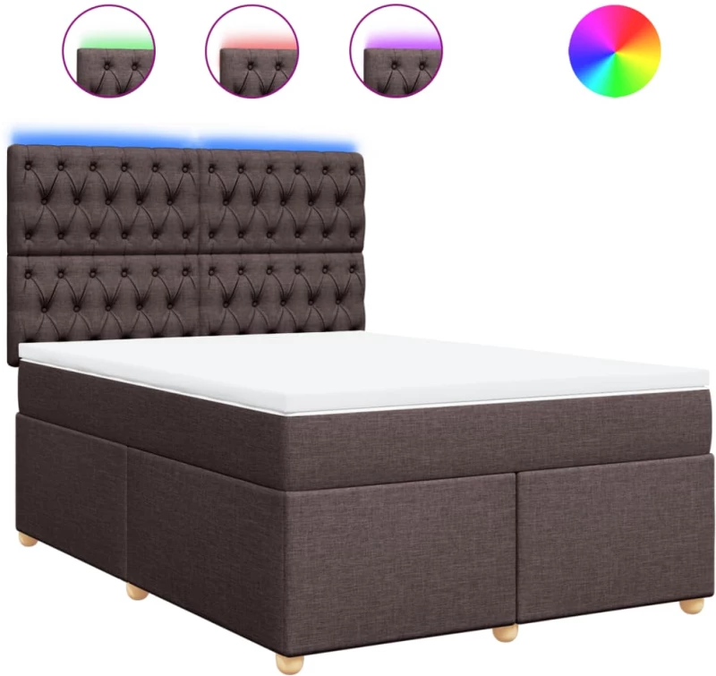 vidaXL Κρεβάτι Boxspring με Στρώμα Σκούρο Καφέ 160x200 εκ Υφασμάτινο