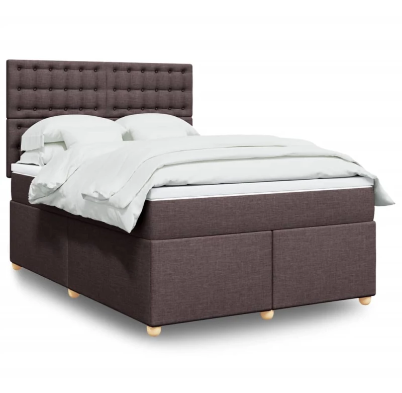 vidaXL Κρεβάτι Boxspring με Στρώμα Σκούρο Καφέ 140x200 εκ Υφασμάτινο