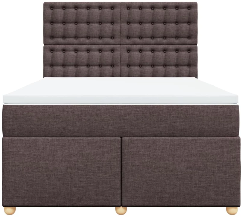 vidaXL Κρεβάτι Boxspring με Στρώμα Σκούρο Καφέ 140x200 εκ Υφασμάτινο