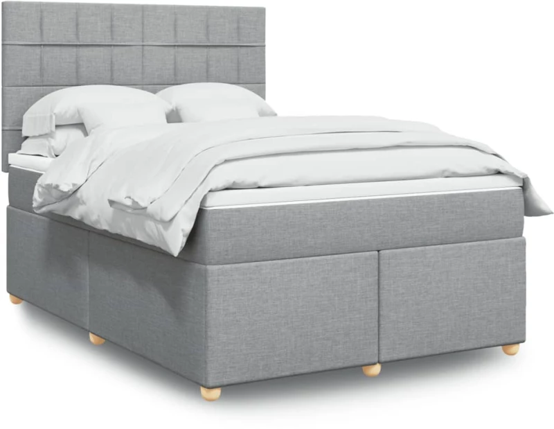 vidaXL Κρεβάτι Boxspring με Στρώμα Ανοιχτό Γκρι 140x200 εκ. Υφασμάτινο