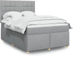 vidaXL Κρεβάτι Boxspring με Στρώμα Ανοιχτό Γκρι 140x200 εκ. Υφασμάτινο