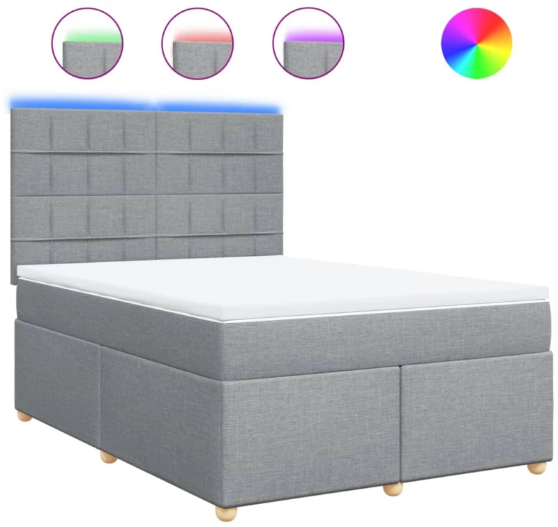vidaXL Κρεβάτι Boxspring με Στρώμα Ανοιχτό Γκρι 140x200 εκ. Υφασμάτινο