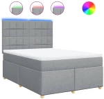 vidaXL Κρεβάτι Boxspring με Στρώμα Ανοιχτό Γκρι 140x200 εκ. Υφασμάτινο