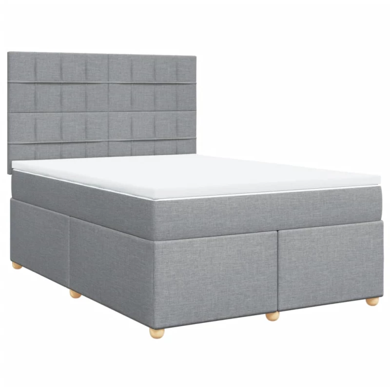 vidaXL Κρεβάτι Boxspring με Στρώμα Ανοιχτό Γκρι 140x200 εκ. Υφασμάτινο