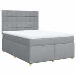 vidaXL Κρεβάτι Boxspring με Στρώμα Ανοιχτό Γκρι 140x200 εκ. Υφασμάτινο
