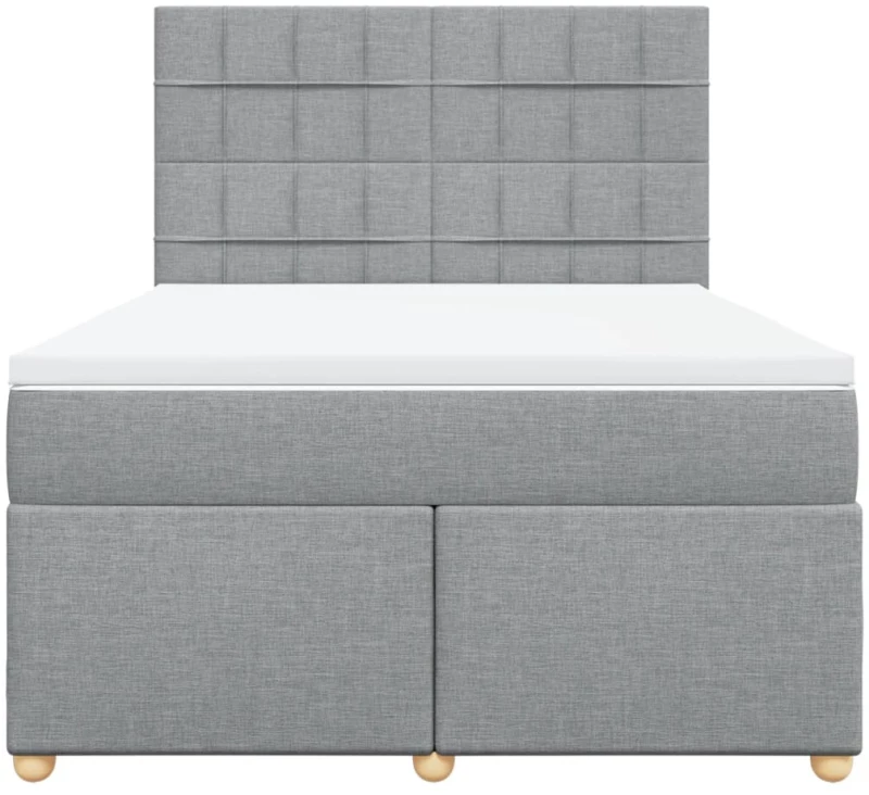 vidaXL Κρεβάτι Boxspring με Στρώμα Ανοιχτό Γκρι 140x200 εκ. Υφασμάτινο