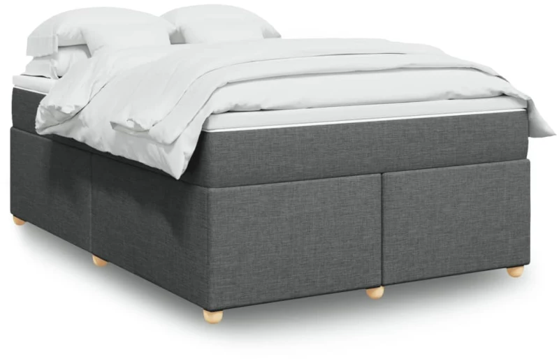 vidaXL Κρεβάτι Boxspring με Στρώμα Σκούρο Γκρι 140x190 εκ. Υφασμάτινο