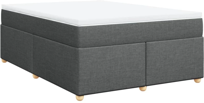 vidaXL Κρεβάτι Boxspring με Στρώμα Σκούρο Γκρι 140x190 εκ. Υφασμάτινο