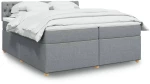 vidaXL Κρεβάτι Boxspring με Στρώμα Ανοιχτό Γκρι 200x200 εκ. Υφασμάτινο
