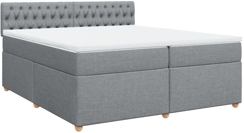 vidaXL Κρεβάτι Boxspring με Στρώμα Ανοιχτό Γκρι 200x200 εκ. Υφασμάτινο