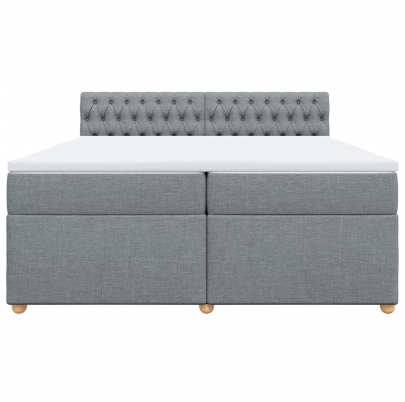 vidaXL Κρεβάτι Boxspring με Στρώμα Ανοιχτό Γκρι 200x200 εκ. Υφασμάτινο