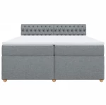 vidaXL Κρεβάτι Boxspring με Στρώμα Ανοιχτό Γκρι 200x200 εκ. Υφασμάτινο