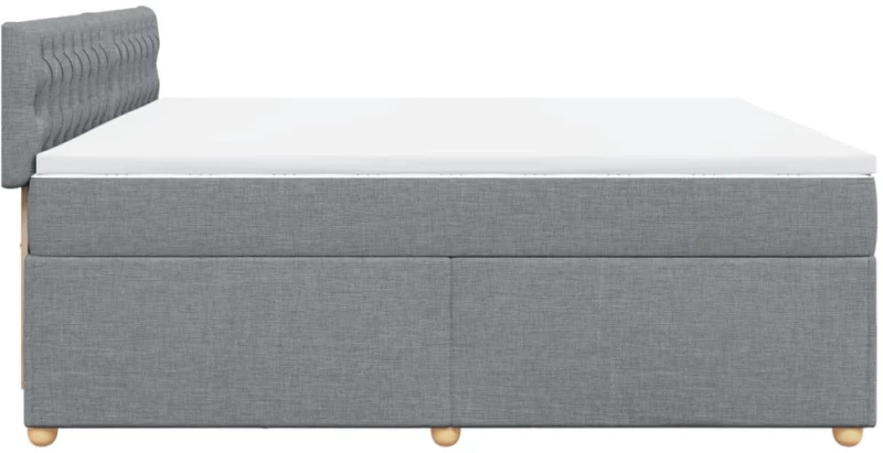 vidaXL Κρεβάτι Boxspring με Στρώμα Ανοιχτό Γκρι 200x200 εκ. Υφασμάτινο