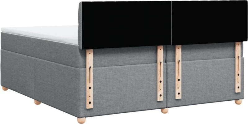 vidaXL Κρεβάτι Boxspring με Στρώμα Ανοιχτό Γκρι 200x200 εκ. Υφασμάτινο