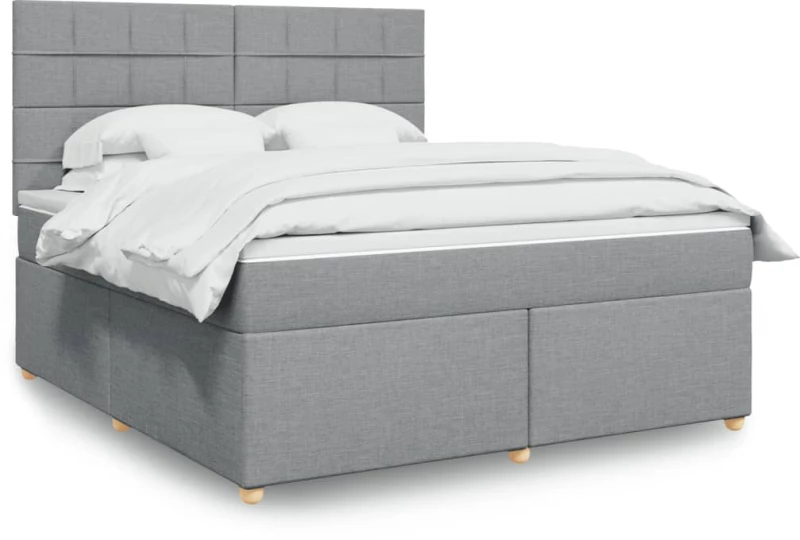 vidaXL Κρεβάτι Boxspring με Στρώμα Ανοιχτό Γκρι 180x200 εκ. Υφασμάτινο