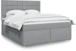 vidaXL Κρεβάτι Boxspring με Στρώμα Ανοιχτό Γκρι 180x200 εκ. Υφασμάτινο