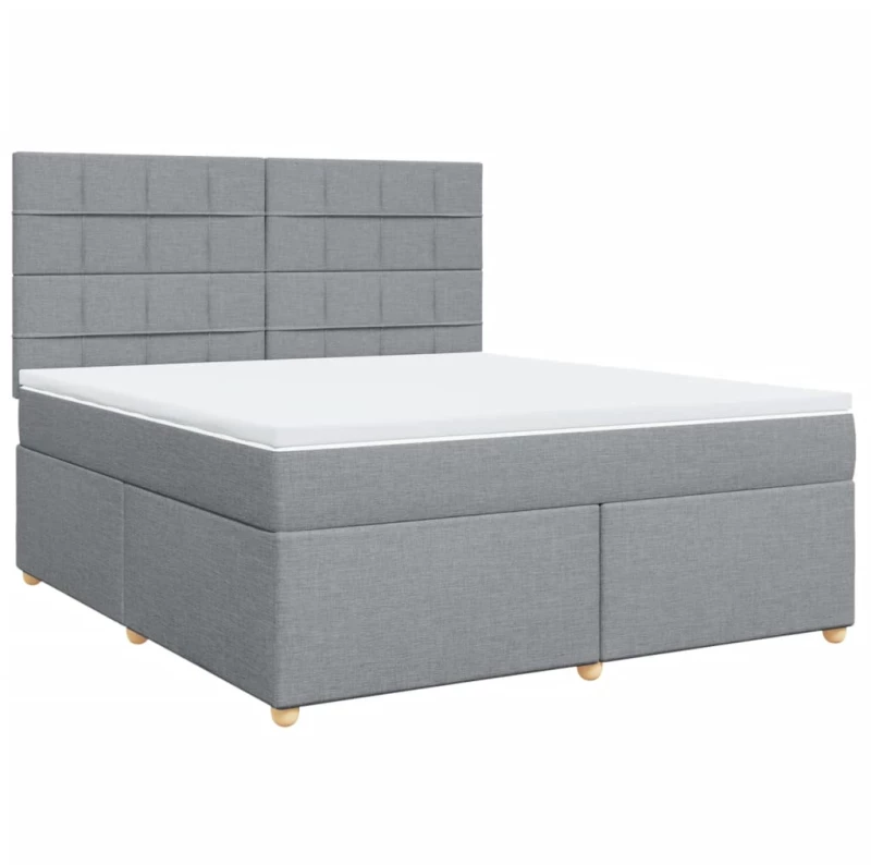 vidaXL Κρεβάτι Boxspring με Στρώμα Ανοιχτό Γκρι 180x200 εκ. Υφασμάτινο