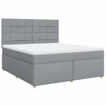 vidaXL Κρεβάτι Boxspring με Στρώμα Ανοιχτό Γκρι 180x200 εκ. Υφασμάτινο
