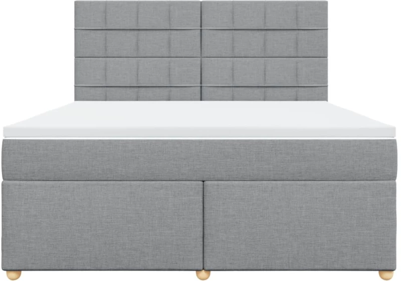 vidaXL Κρεβάτι Boxspring με Στρώμα Ανοιχτό Γκρι 180x200 εκ. Υφασμάτινο