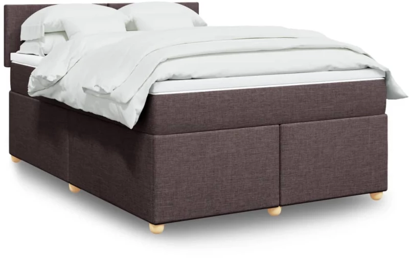 vidaXL Κρεβάτι Boxspring με Στρώμα Σκούρο Καφέ 140x200 εκ Υφασμάτινο