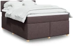 vidaXL Κρεβάτι Boxspring με Στρώμα Σκούρο Καφέ 140x200 εκ Υφασμάτινο