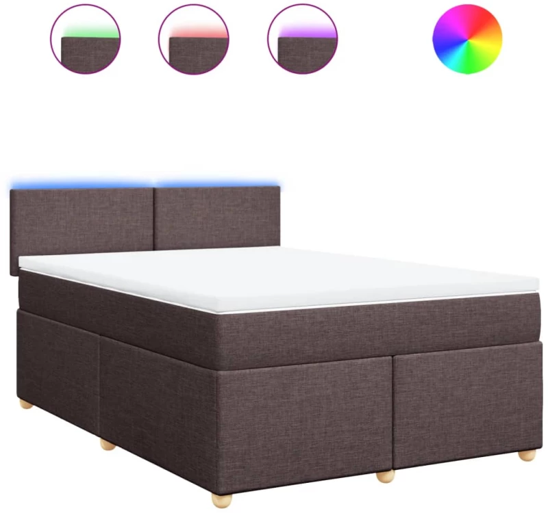 vidaXL Κρεβάτι Boxspring με Στρώμα Σκούρο Καφέ 140x200 εκ Υφασμάτινο