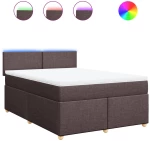vidaXL Κρεβάτι Boxspring με Στρώμα Σκούρο Καφέ 140x200 εκ Υφασμάτινο