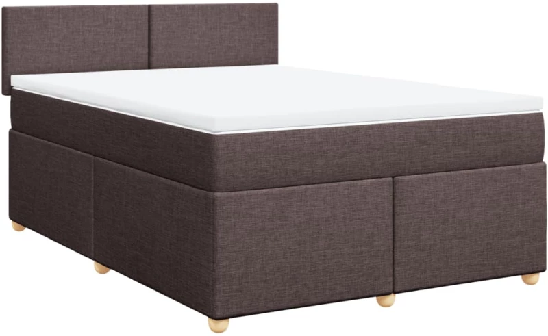 vidaXL Κρεβάτι Boxspring με Στρώμα Σκούρο Καφέ 140x200 εκ Υφασμάτινο