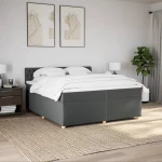vidaXL Κρεβάτι Boxspring με Στρώμα Σκούρο Γκρι 200x200 εκ. Υφασμάτινο