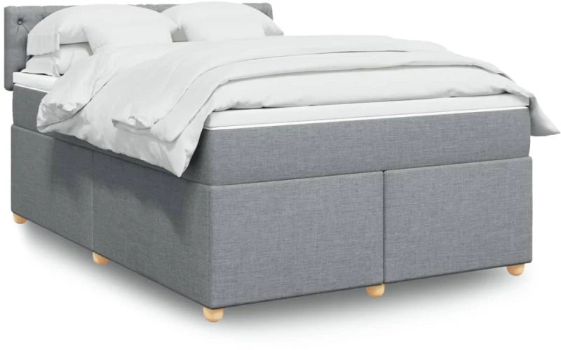 vidaXL Κρεβάτι Boxspring με Στρώμα Ανοιχτό Γκρι 140x200 εκ. Υφασμάτινο
