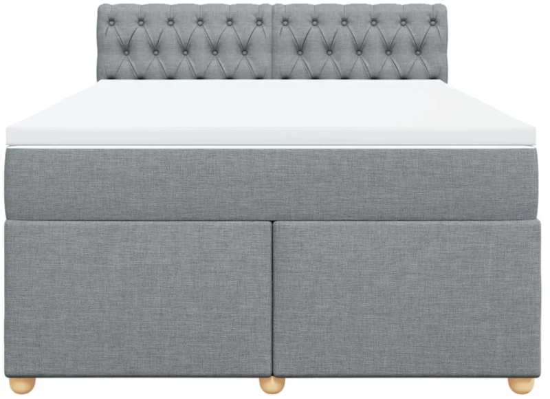vidaXL Κρεβάτι Boxspring με Στρώμα Ανοιχτό Γκρι 140x200 εκ. Υφασμάτινο