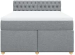 vidaXL Κρεβάτι Boxspring με Στρώμα Ανοιχτό Γκρι 140x200 εκ. Υφασμάτινο