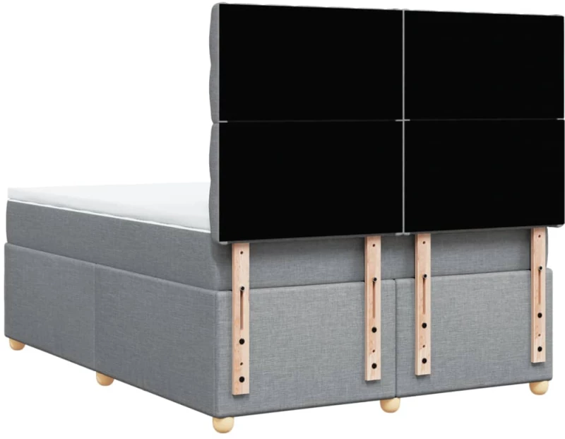 vidaXL Κρεβάτι Boxspring με Στρώμα Ανοιχτό Γκρι 140x190 εκ. Υφασμάτινο