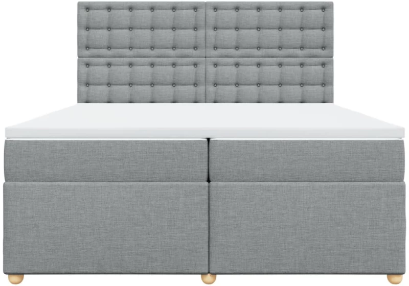 vidaXL Κρεβάτι Boxspring με Στρώμα Ανοιχτό Γκρι 200x200 εκ. Υφασμάτινο