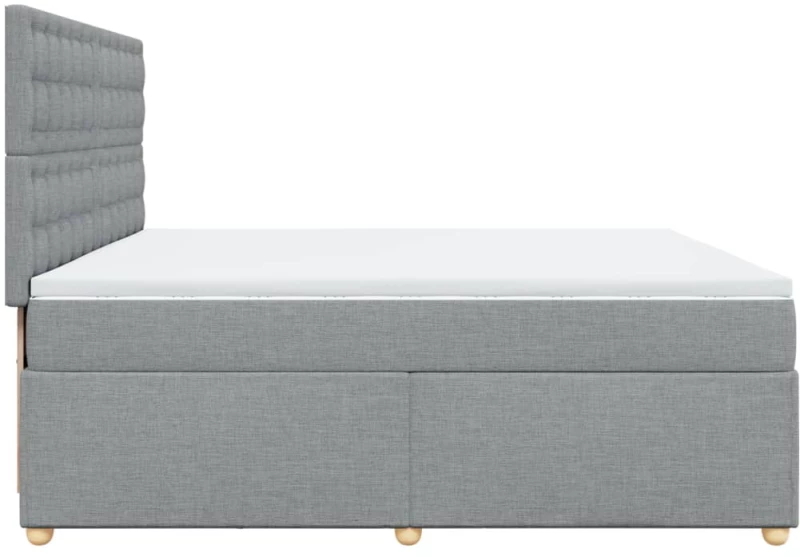 vidaXL Κρεβάτι Boxspring με Στρώμα Ανοιχτό Γκρι 200x200 εκ. Υφασμάτινο